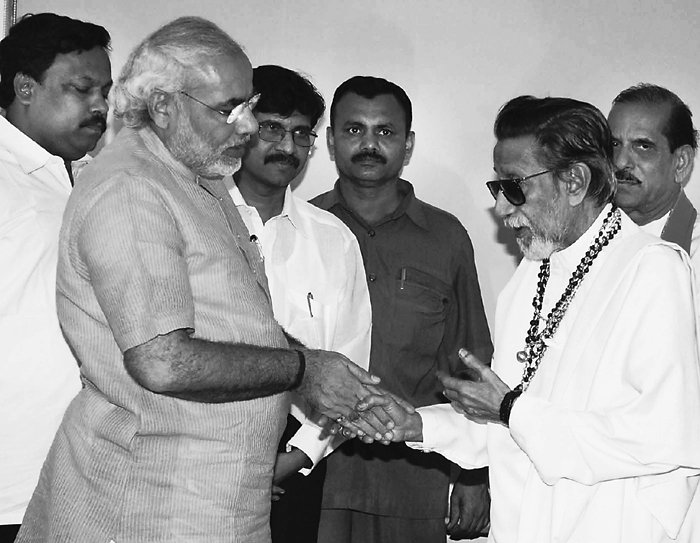 Narendra Modi seen here with then supremo of Shiv Sena late Balasaheb Thackeray in Mumbai. (Express archive photo)